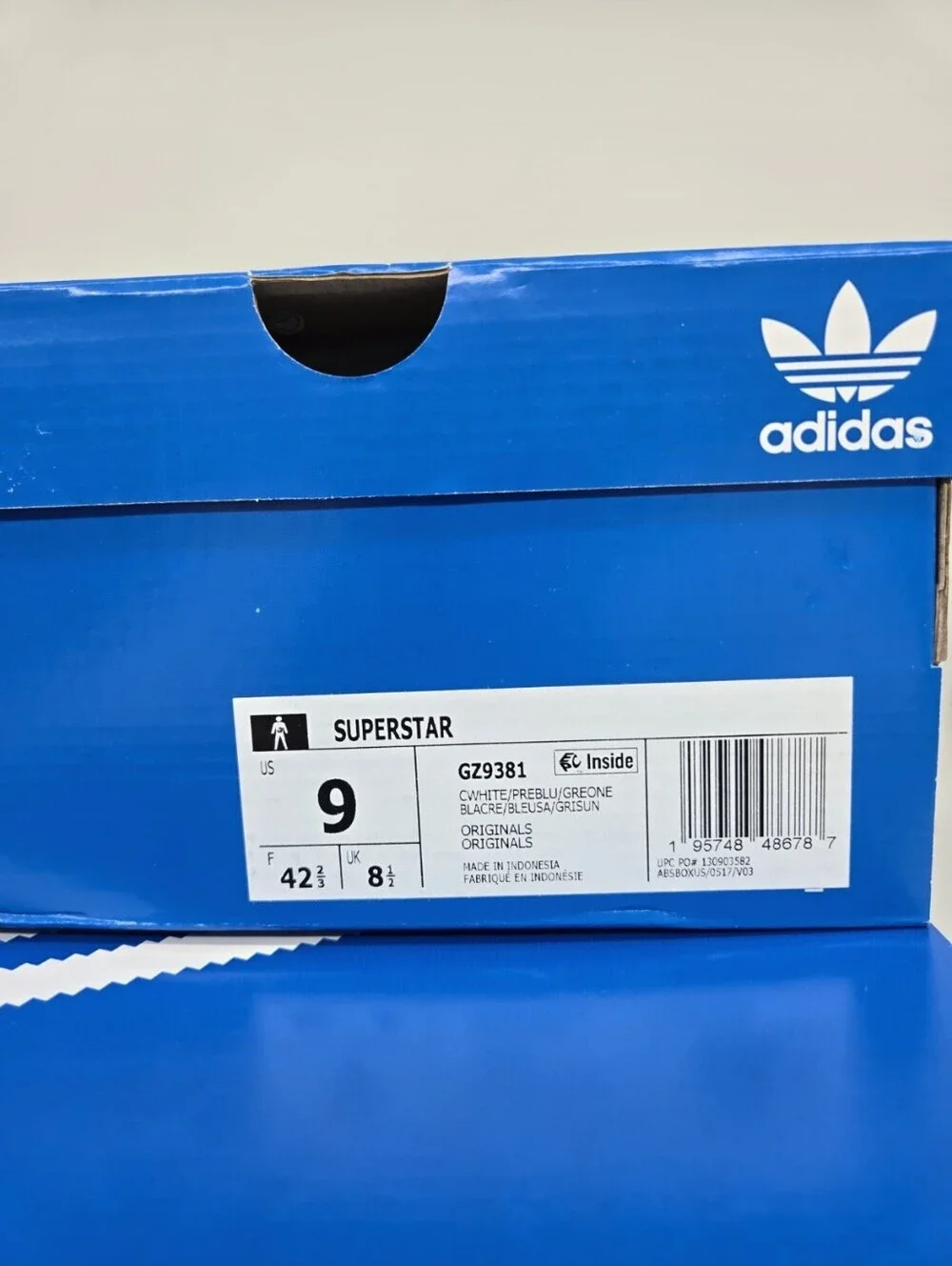 Adidas Men's Superstar GZ9381 Cream White Preloved Blue Shoes Size 9